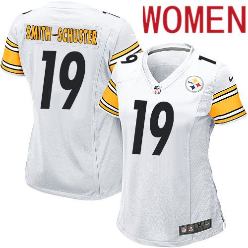 Women Pittsburgh Steelers #19 JuJu Smith-Schuster Nike White Game NFL Jersey->women nfl jersey->Women Jersey